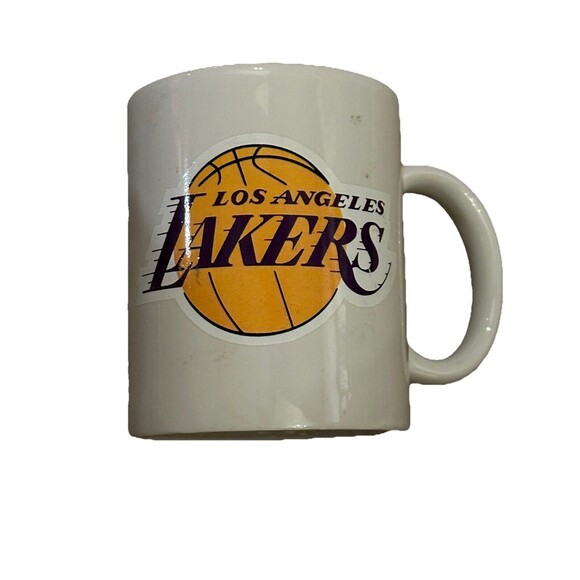 Vintage NOS LOS ANGELES LAKERS Logo Coffee Mug Cup Liquid Logic 12oz NBA White - Picture 1 of 5